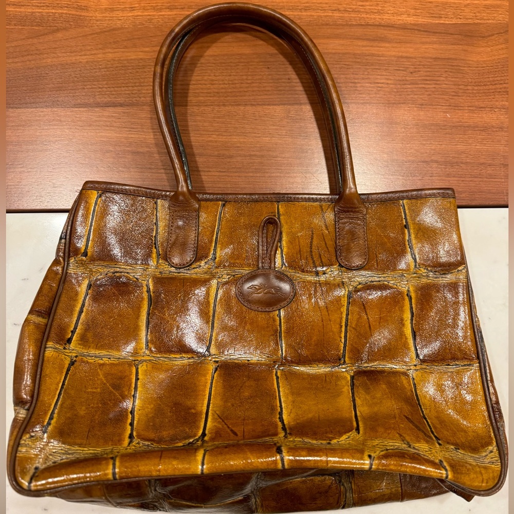 Longchamp Tortoise Embossed Shopper